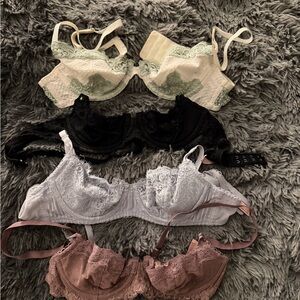 Elegant Lace Women's Bra Set - Black, White, Cream, Brown